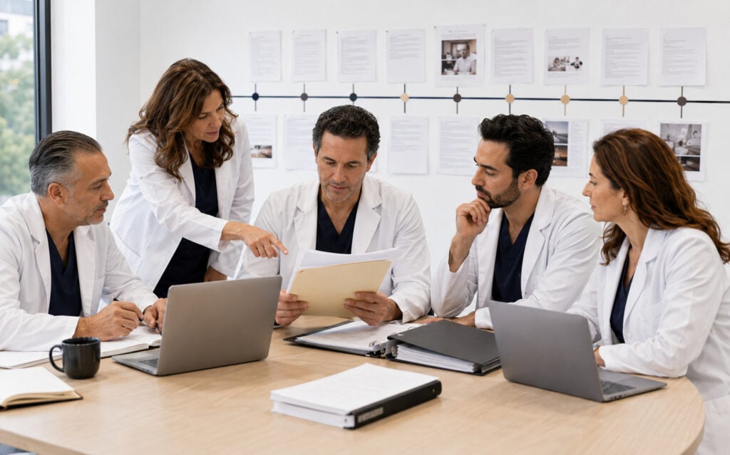 Quebec physicians reviewing an aesthetic medicine regulatory timeline and professional responsibilities