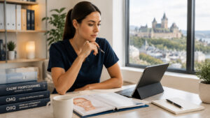 Aesthetic Training and Education Courses for Nurses and Doctors Quebec nurse comparing botulinum toxin A and injectable training programs using CMQ and OIIQ professional criteria
